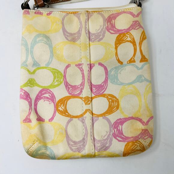 Coach Patchwork Clutch Bag Canvas Leather Trim Signature - Picture 3 of 4